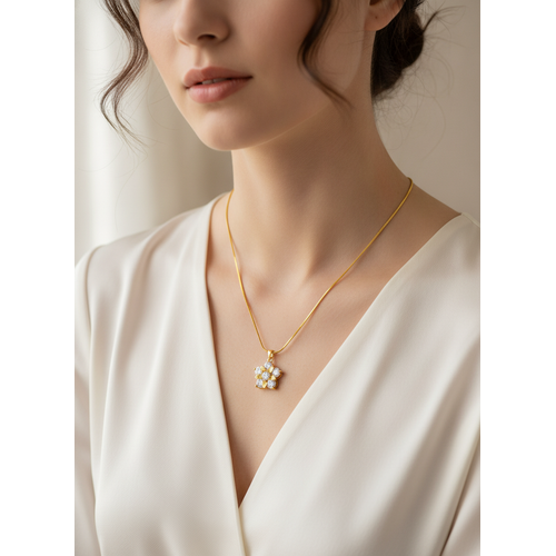 Dainty Floral Cubic Zirconia Pendant Necklace for Women