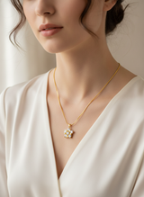 Dainty Floral Cubic Zirconia Pendant Necklace for Women
