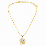 Dainty Floral Cubic Zirconia Pendant Necklace for Women