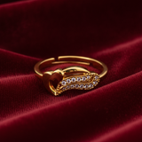 Designer Heart Wing Open Ring with Cubic Zirconia