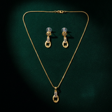 Premium Oval Link Pendant Necklace & Matching Earrings
