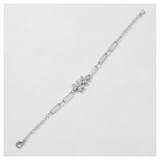 Elegant Twin Daisy Cubic Zirconia 925 Sterling Silver Bracelet for Women & Girls