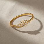 Regal Marquise Crystal Leaf Open Bracelet for Women