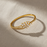 Regal Marquise Crystal Leaf Open Bracelet for Women