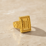 Majestic Woven Emblem Gold Ring For Men