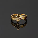 Elegant Star Open Ring with Cubic Zirconia Stones