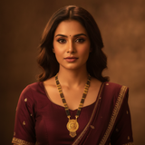 Designer Black Bead Mangalsutra with Heritage Round Pendant for Women