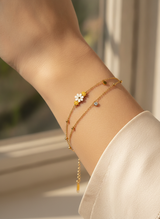 NXGOLD Double Layer Daisy Charm Bracelet for Women