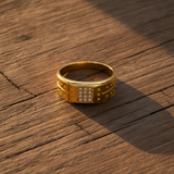 Premium Square Cluster Crystal Band Ring for Men