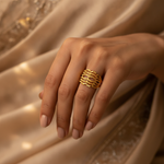 Elegant Wave Filigree Gold Plated Ring for Women
