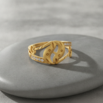 Elegant Leaf Embrace Crystal Ring for Women