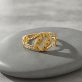 Elegant Leaf Embrace Crystal Ring for Women