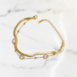 NXGOLD Premium Double Layer Oval Stone Bracelet