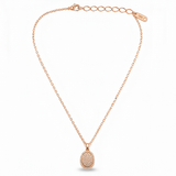 Rose Gold Crystal Halo Oval Pendant Necklace for Women