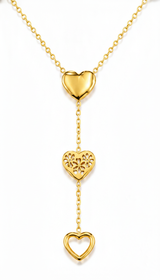 Golden Love Heart Lariat Necklace for Women