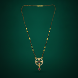 Traditional Black Bead Mangalsutra with Circular Designer Pendant