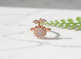 Rose Gold Sunflower Crystal Ring for Women