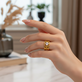 Elegant Anti-Tarnish Woven Pattern Ring with CZ Stone