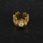 NXGOLD Leaf Adjustable Ring with Solitaire CZ Stone for Women