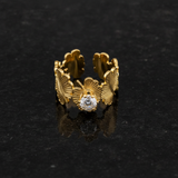 NXGOLD Leaf Adjustable Ring with Solitaire CZ Stone for Women