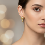 NXGOLD Clover Crystal Drop Gold-Toned Stud Earrings for Women
