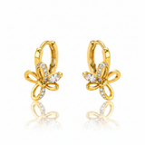 NXGOLD Butterfly Charm Crystal Gold-Toned Hoop Earrings for Women