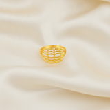 Elegant Wave Filigree Gold Plated Ring for Women