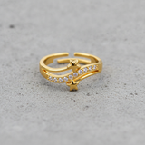 Elegant Star Open Ring with Cubic Zirconia Stones