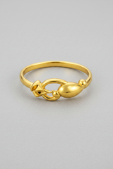 NXGOLD Elegant Gold Women’s Ring with Leaf & Loop Design