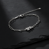 Elegant Twin Daisy Cubic Zirconia 925 Sterling Silver Bracelet for Women & Girls