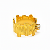 Elegant Adjustable Anti-Tarnish Gold Ring with CZ Stone