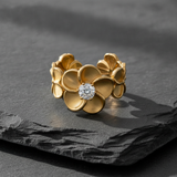 Elegant Blossom Ring with Sparkling CZ Crystal for Women