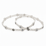925 Silver Flower Pattern Bangles