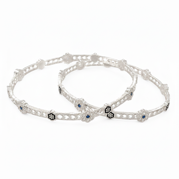 925 Silver Flower Pattern Bangles