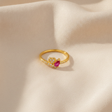 NXGOLD Romantic Heart & Pear Cut Ruby Stone Ring for Women