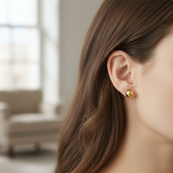 NXGOLD Minimalist Gold-Toned Ball Stud Earrings for Women