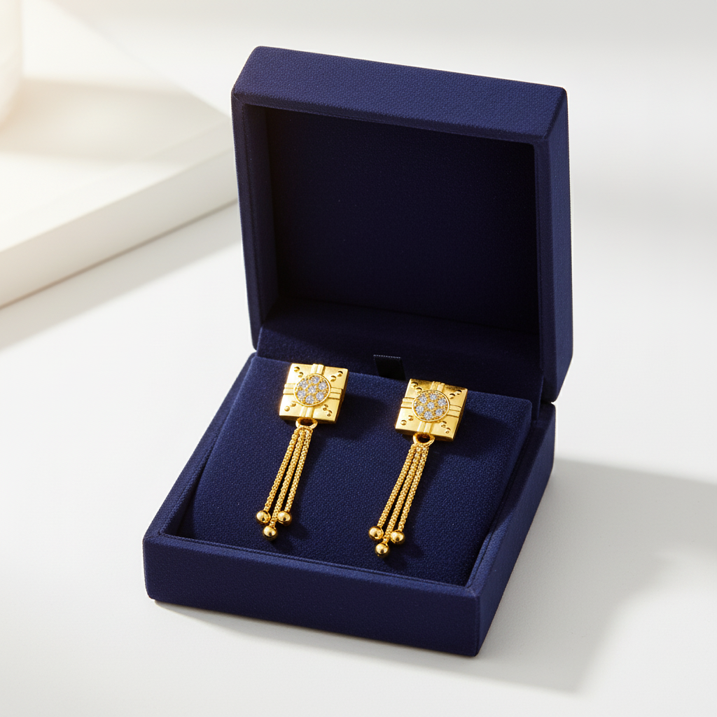 NXGOLD Regal Chain Tassel Crystal Earrings