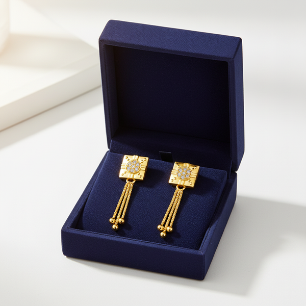 NXGOLD Regal Chain Tassel Crystal Earrings