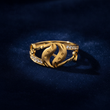 Elegant Leaf Embrace Crystal Ring for Women
