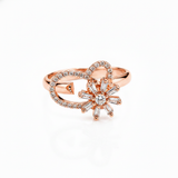 Rose Gold Floral Crystal Ring for Girls & Women