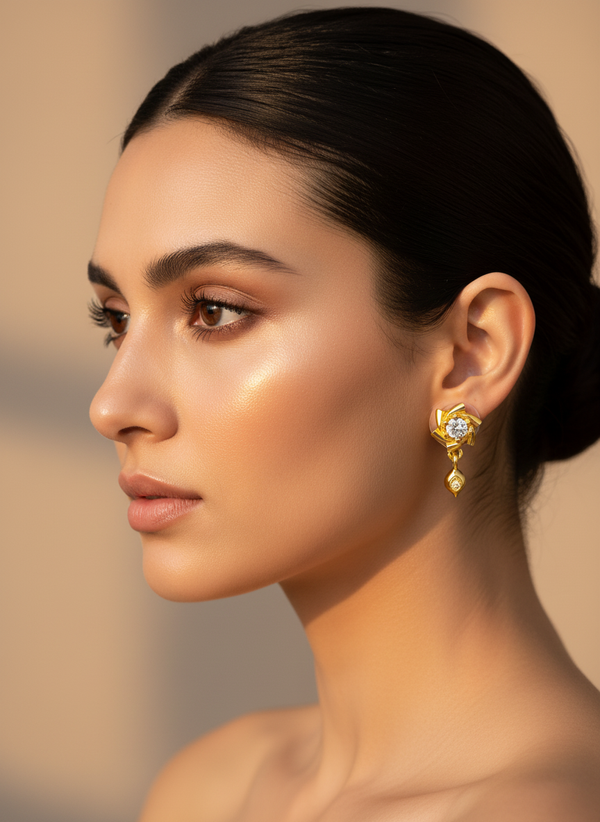 NXGOLD Twinkle Bloom Crystal Drop Earrings