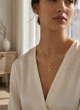 Minimalist Gold Bow & Pearl Necklace for Women