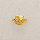 Classic Floral Leaf Stone Studded Ring for Women