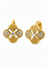 NXGOLD Floral Gold Plated Hoop Earrings for Women & Girls