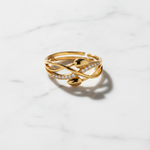 NXGOLD Infinity Leaf CZ Adjustable Ring for Women