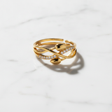 NXGOLD Infinity Leaf CZ Adjustable Ring for Women
