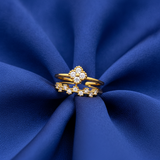 Designer Double Layer Floral CZ Ring for Women