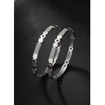 925 Silver Geometric Ruby & Cubic Zirconia Bangles