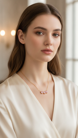 NXGOLD Triple Pink Heart Crystal Necklace for Women & Girls