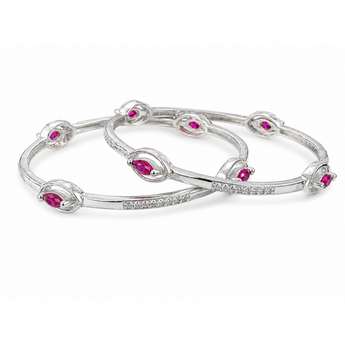 925 Silver Ruby & Cubic Zirconia Bangles for Women